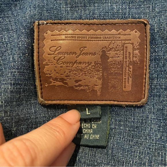 Vintage RALPH LAUREN Jeans Company Blue Denim Chore Barn Ranch Jacket Size Large - Picture 7 of 9
